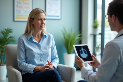 Femme attentive lors d'une consultation pulmonaire