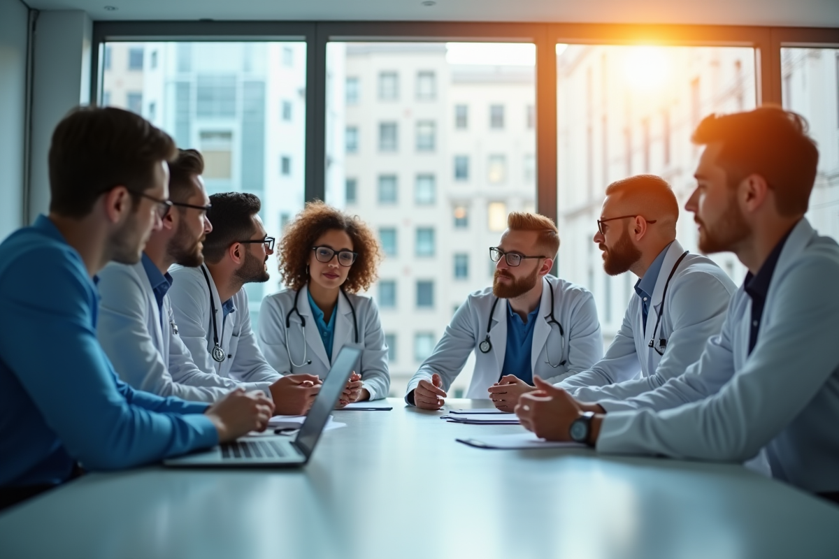 Groupe divers d experts en santé et tech lors d une réunion
