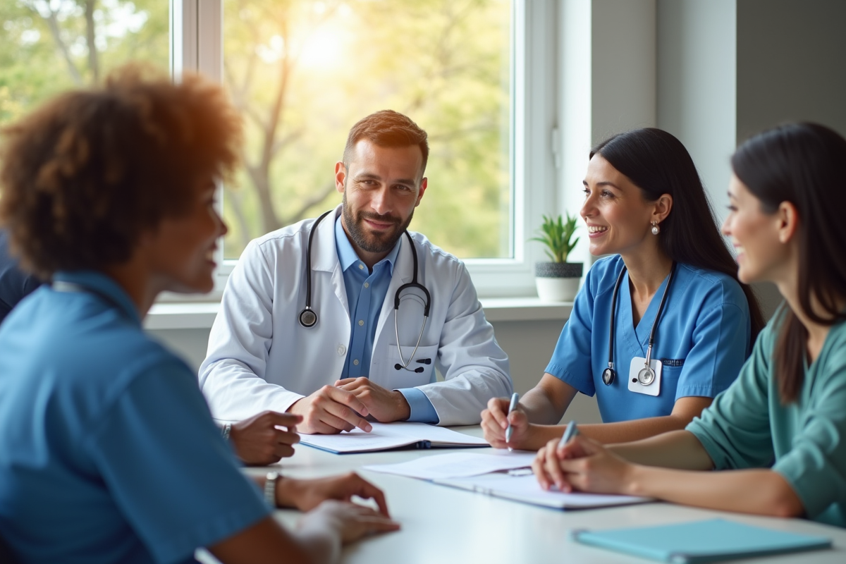 Professionnels de santé en réunion autour d