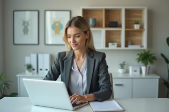 Femme professionnelle en bureau médical moderne