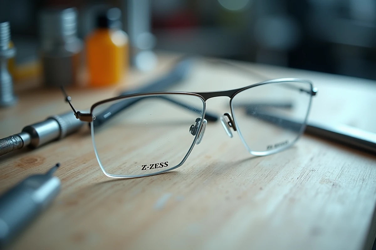 Gros plan sur des verres ZEISS posés sur un établi d'opticien mettant en valeur leur précision et durabilité