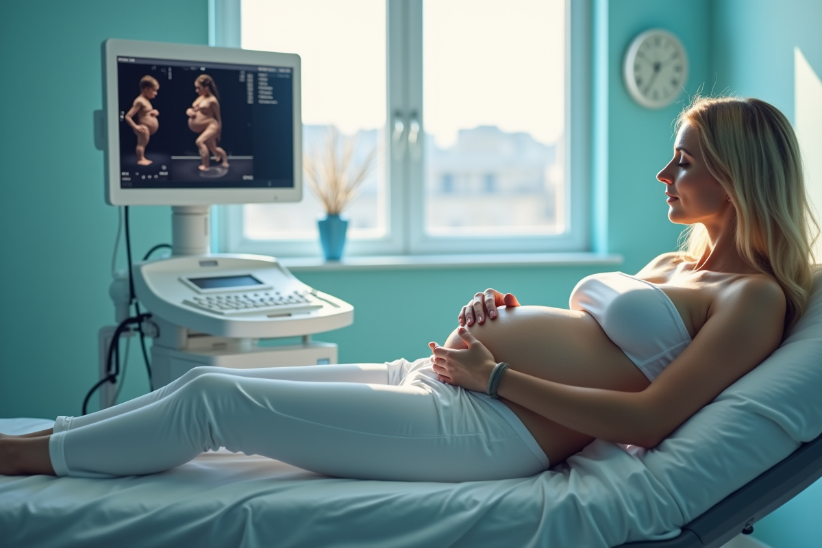 Femme enceinte lors d'une échographie en clinique