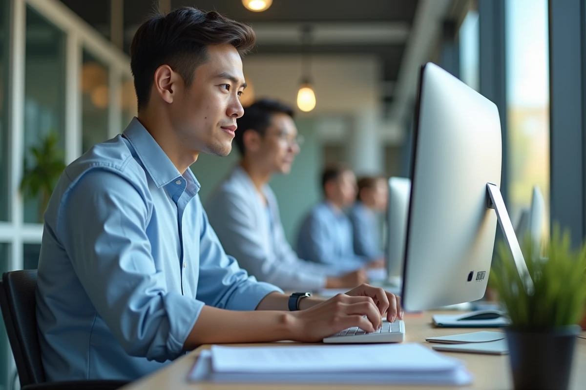 Jeune assistant administratif vérifiant dossiers