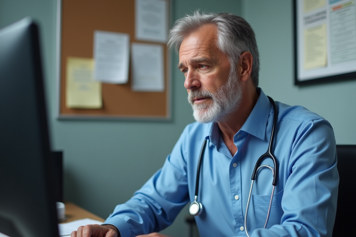 Médecin en portrait dans son cabinet médical professionnel