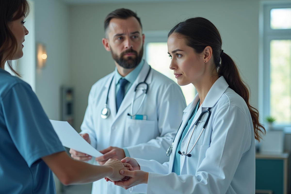 Medecin inquiet dans une salle d hospitalisation