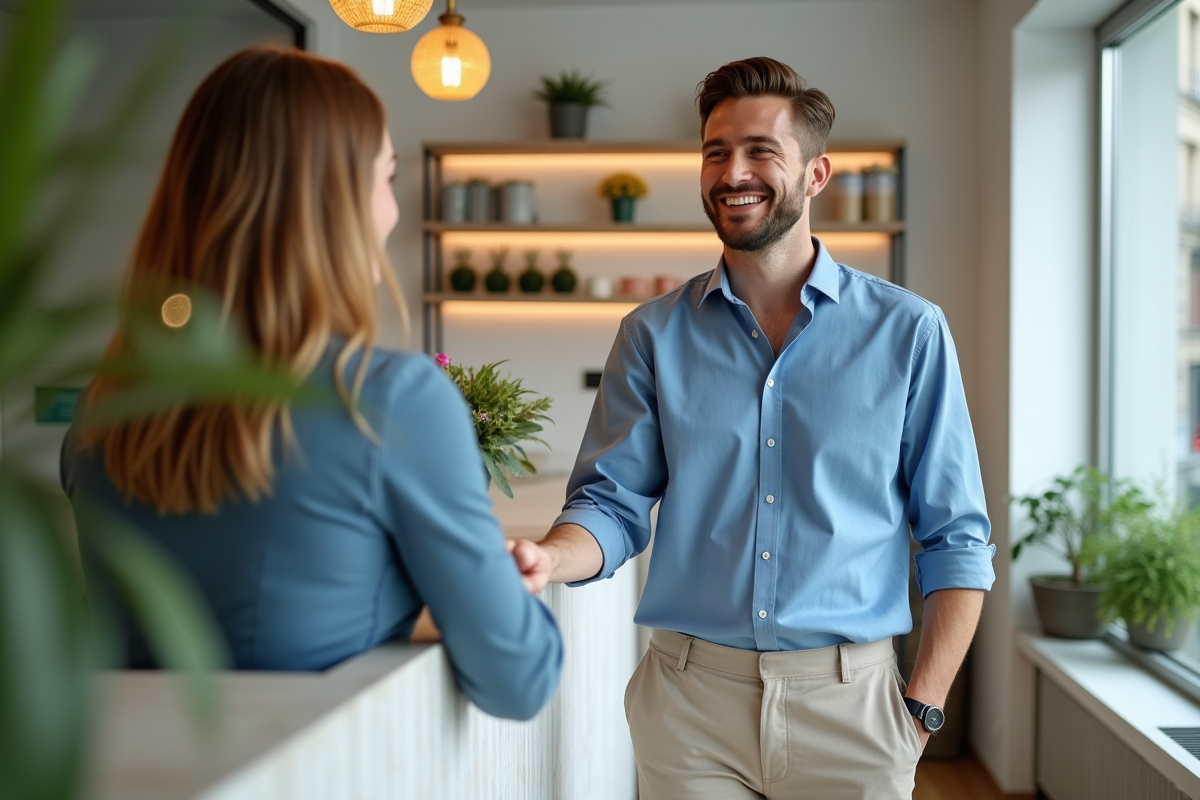 Jeune naturopathe souriant dans une clinique moderne