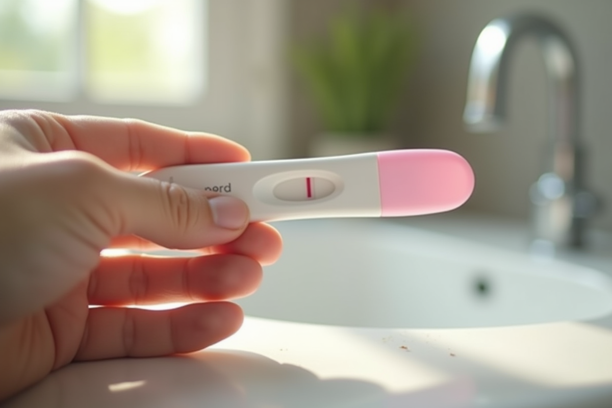 Test de grossesse avec ligne positive sur le comptoir