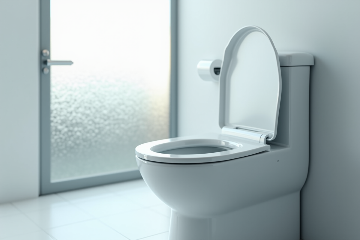 Wc en céramique blanche dans une salle de bain lumineuse