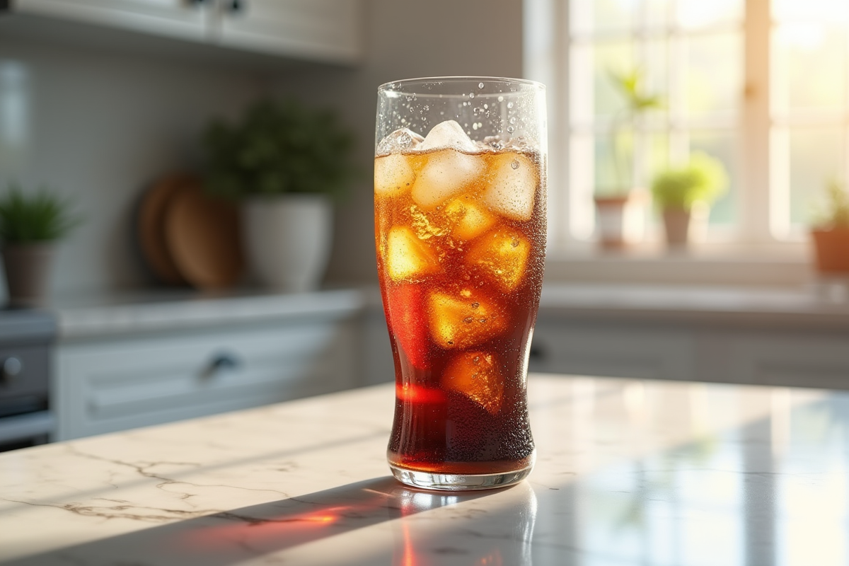 Verre de Coca Zero glacé avec bulles rafraîchissantes